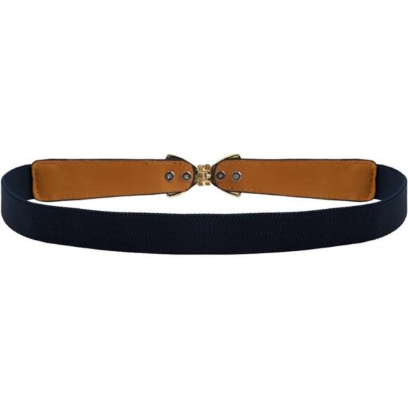 Womens 1" Width Bow Skinny Elastic Waist Belt Stretchy Belt Thin Belt - Picture 2 of 7